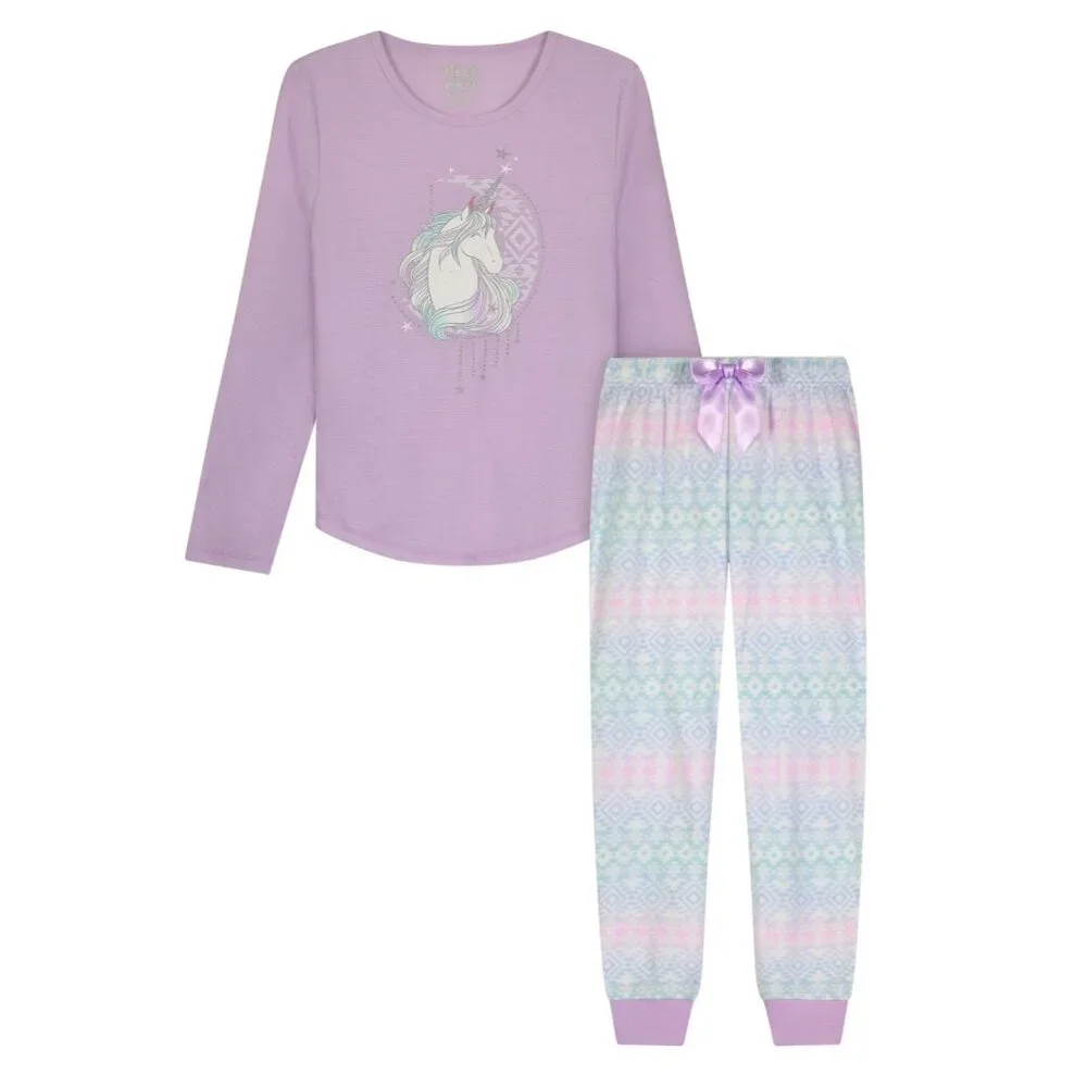 Sleep On It Big Girls Pajama Set 2 Piece Purple Size M (10-12) MSRP $42